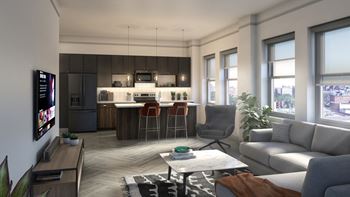 Open concept living room and dining areas